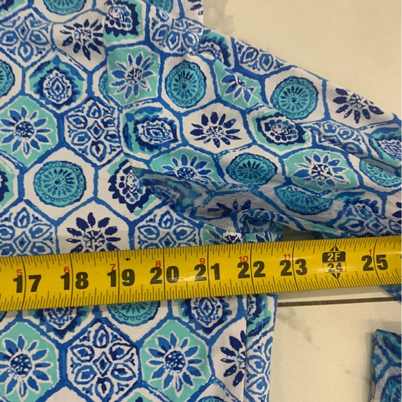 IBKUL Top Womens XXL Blue/white 1/4 Zip Mesh Long Sleeve Golf Tennis  Geometric - Picture 6 of 10